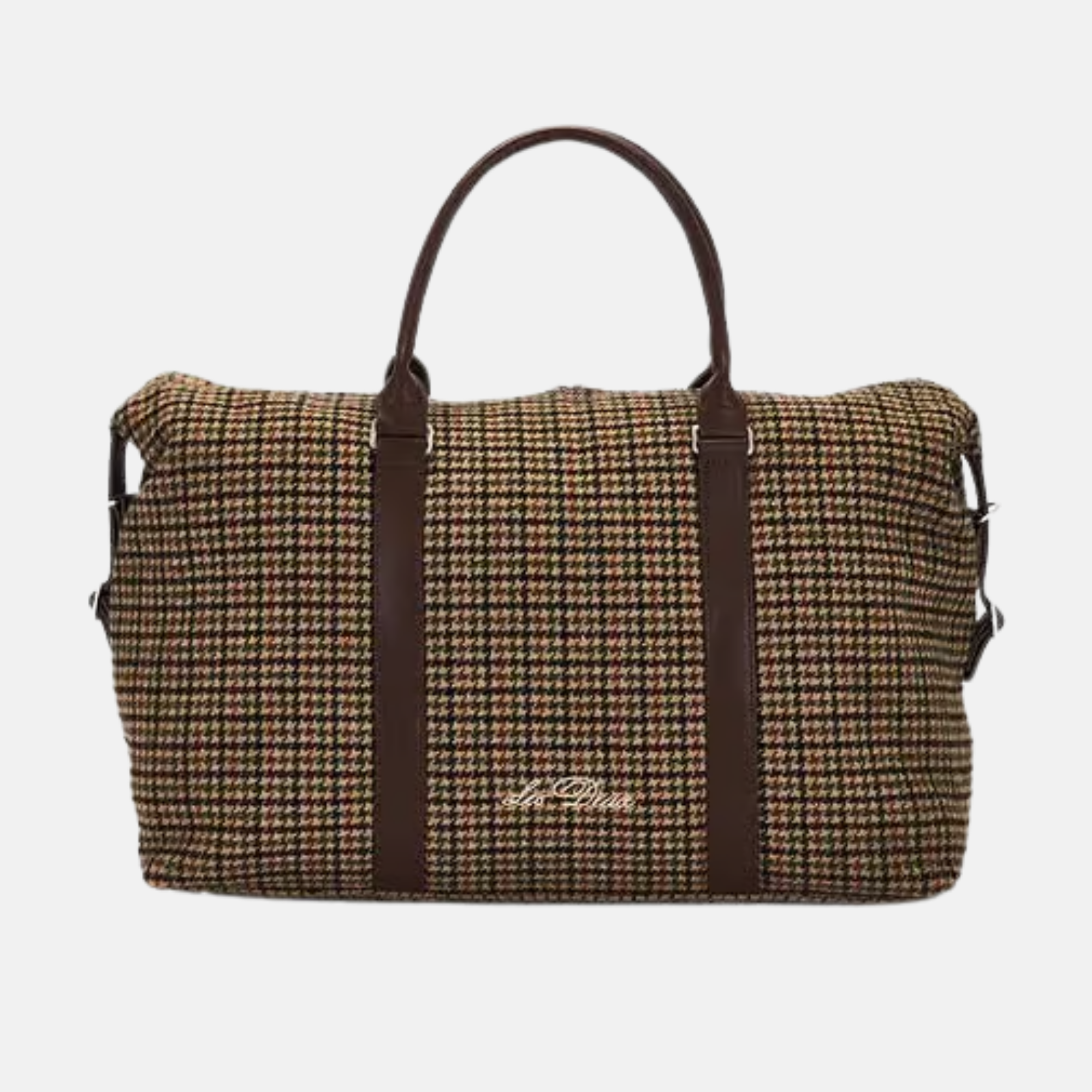 Les Deux Warm Sand Houndstooth Wool Weekend Bag