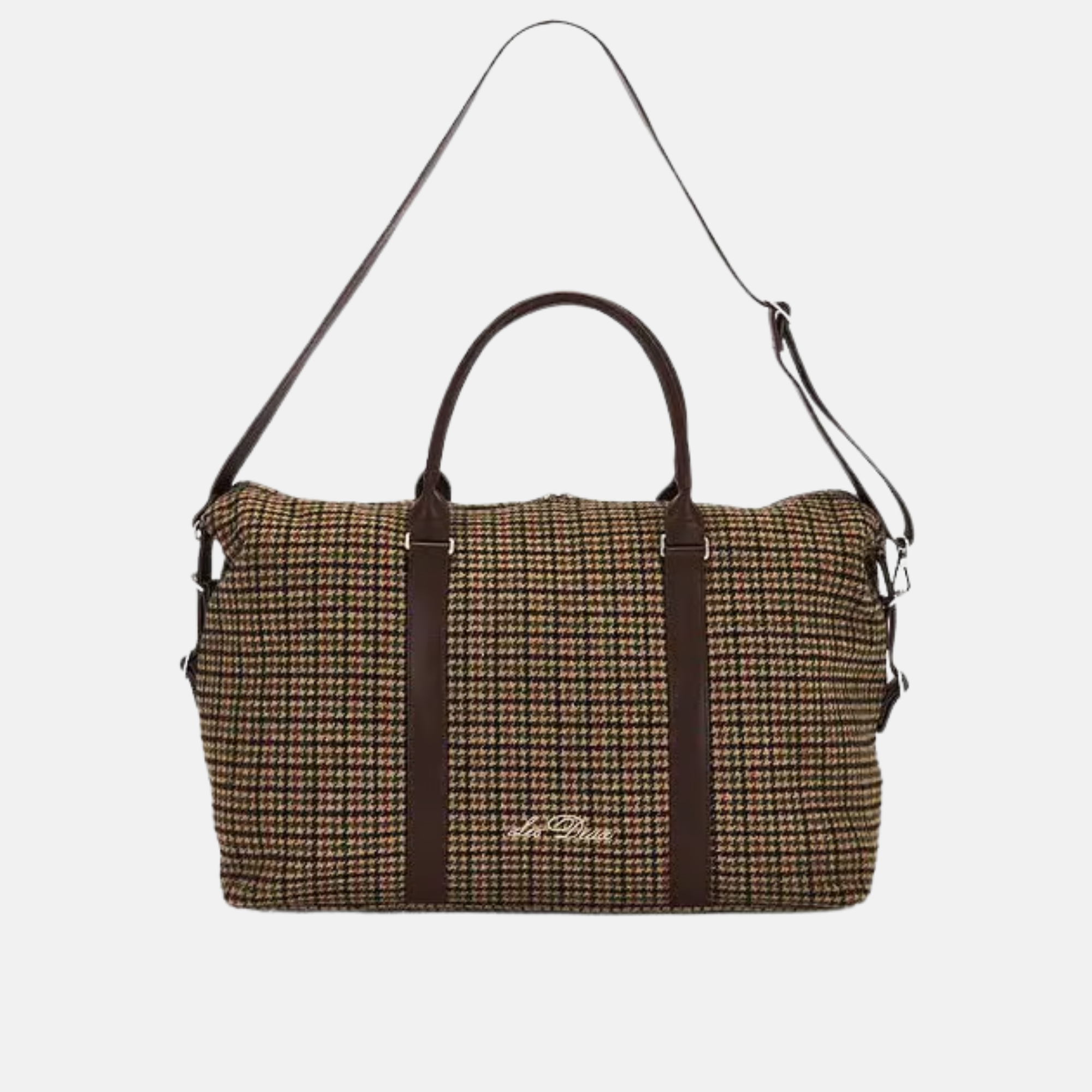 Les Deux Warm Sand Houndstooth Wool Weekend Bag