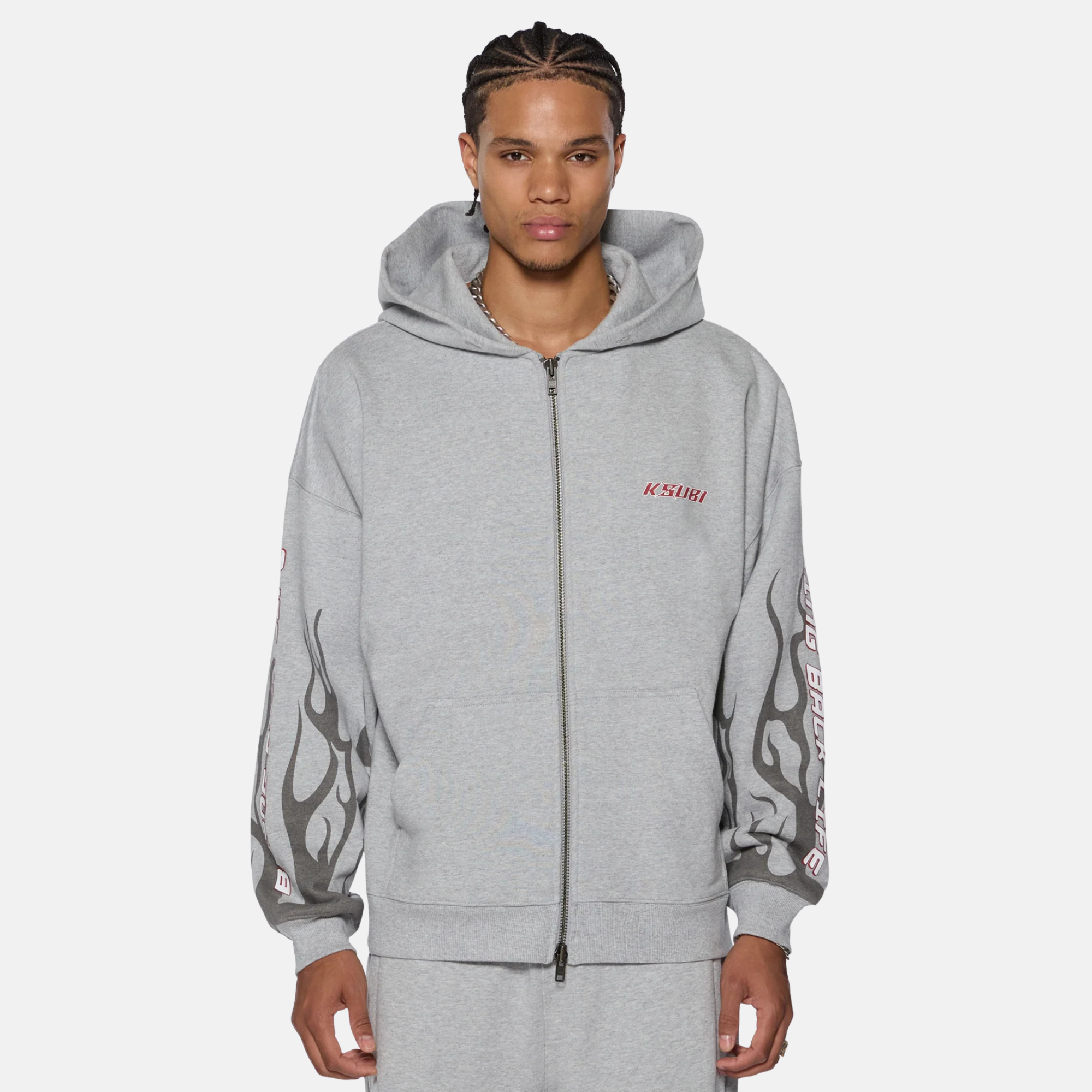 Ksubi Stinger Ekcess Grey Marle Zip Hoodie