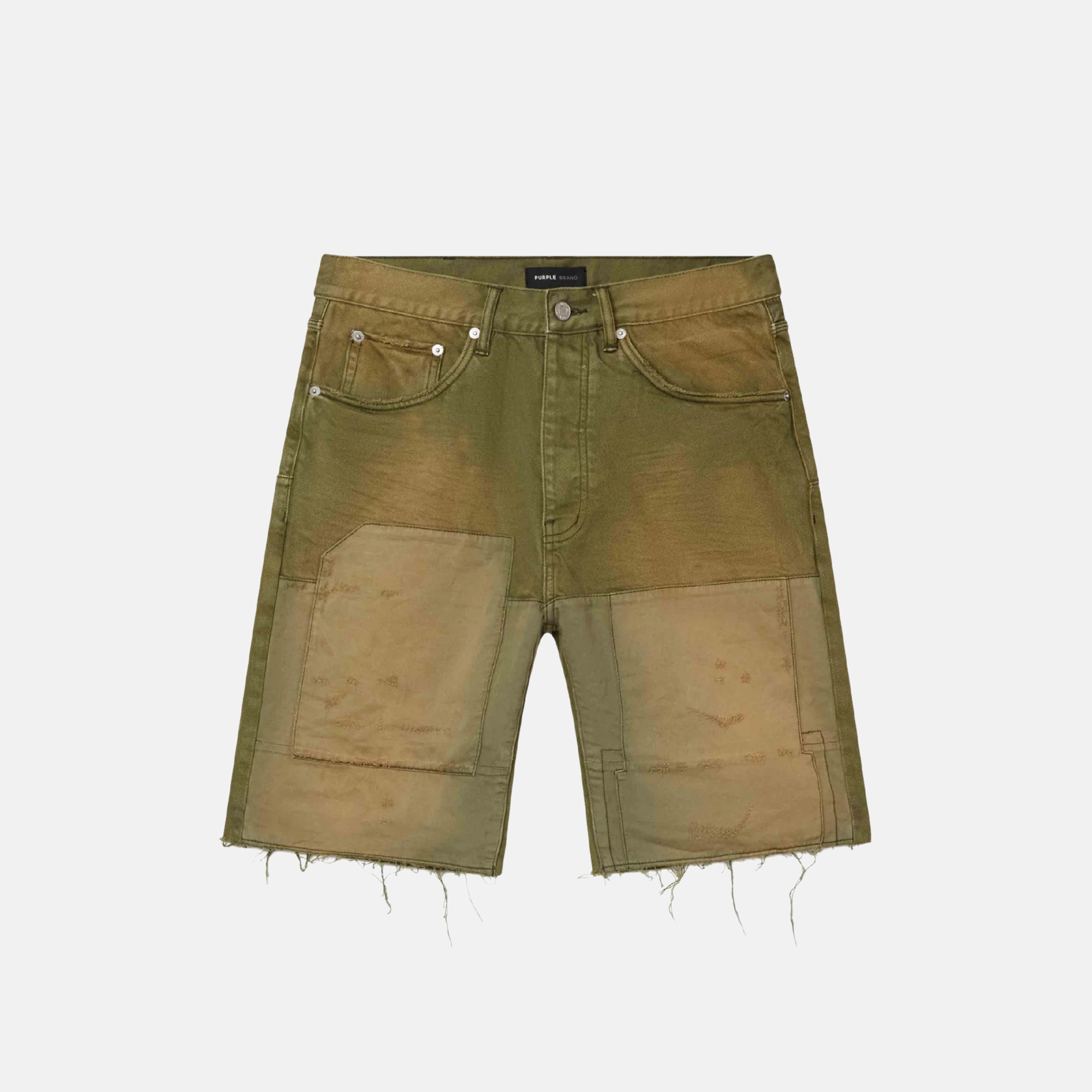 Purple Brand Green Patchwork Overdye Shorts