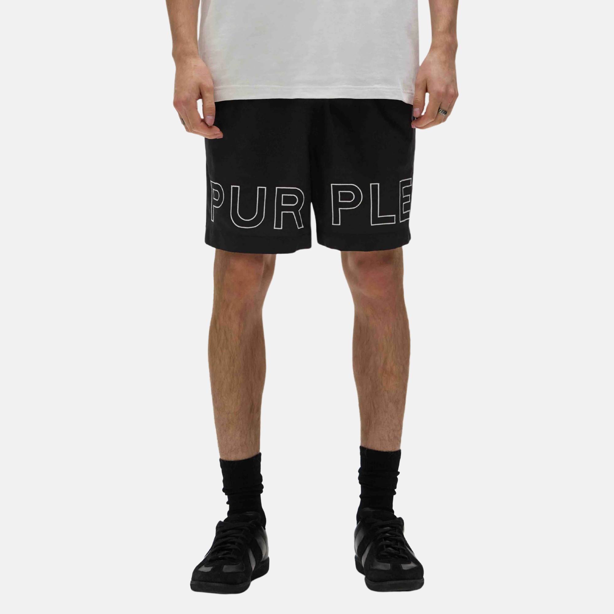 Purple Brand Black Outline Swim Shorts